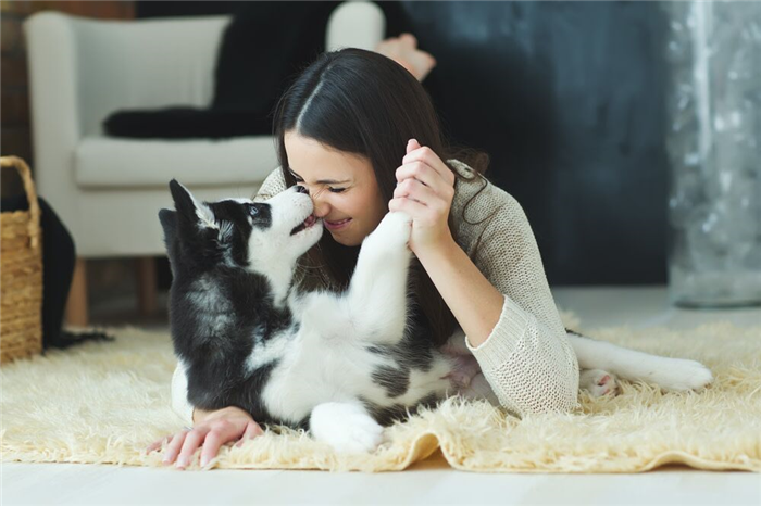 dog mom with happy healthy dog