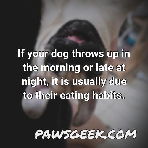 if your dog throws up in the morning or late at night it is usually due to their eating habits